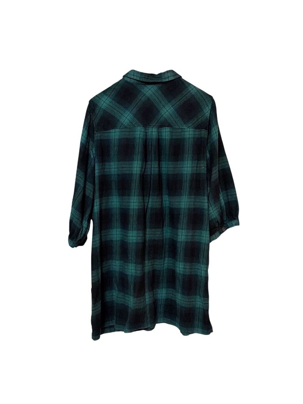 Gap Womens Green Plaid Button-Up Shirt Dress Cotton Size XL Flannel Holiday - Picture 2 of 6